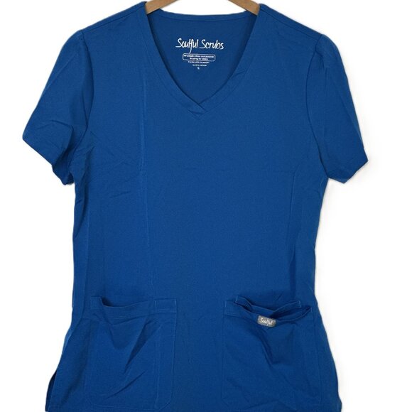 Royal Blue Soulful Scrubs Top Size Small - Picture 2 of 6